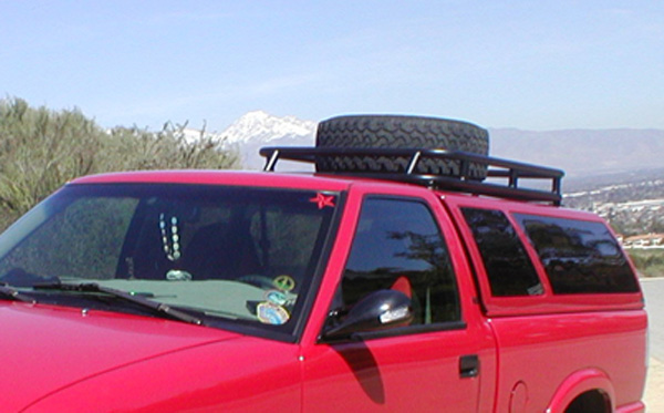 custom made roof rack with spare tire mount